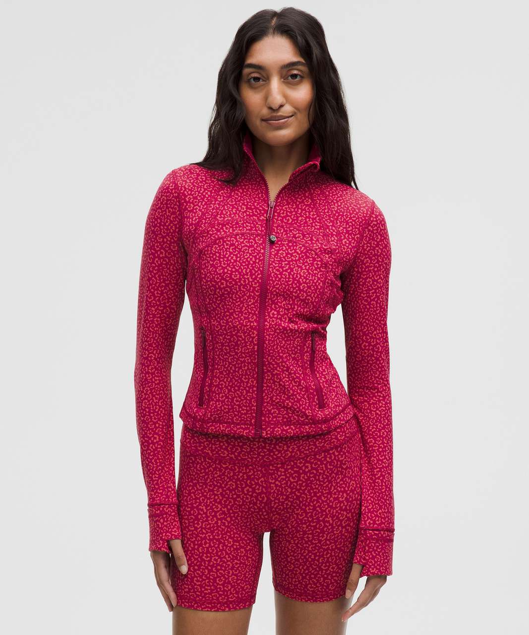 Jacket Define Courte Nulu™ – Leopard Daisy Desert Red / Magenta Smoke – LULU Factory