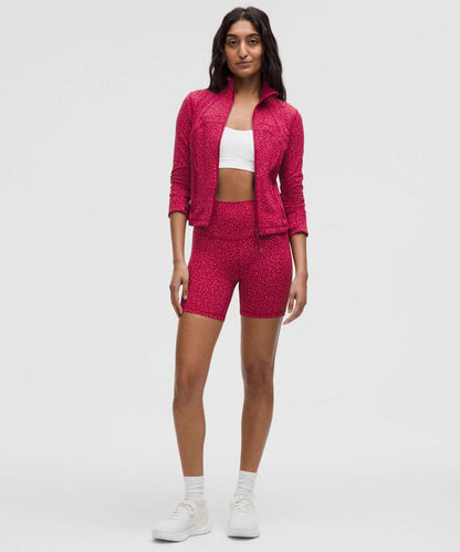 Jacket Define Courte Nulu™ – Leopard Daisy Desert Red / Magenta Smoke – LULU Factory